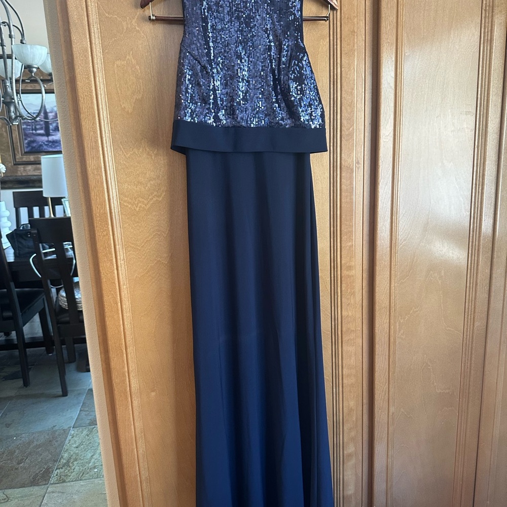 Xscape Midnight Blue Sequin Dress